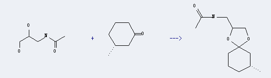 Cyclohexanone,3-methyl-, (3R)- is used to produce 2-[(Acetylamino)methyl]-7-methyl-1,4-dioxaspiro[4.5]decane